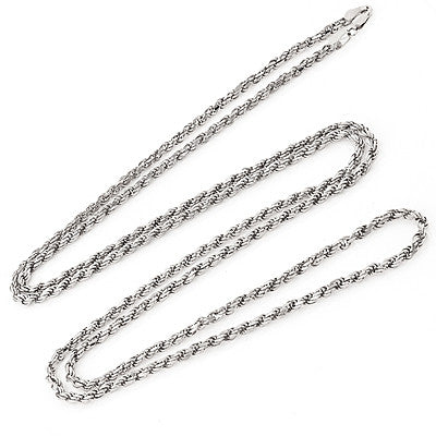 10K Gold Rope Chain 30in 3mm Yellow Rose White Gold Acc