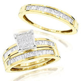 14K Gold 1.60ct Trio Diamond Engagement Ring Set