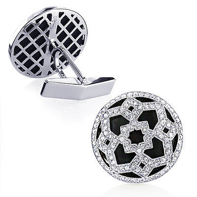 Black Onyx and Diamond Fancy Cufflinks For Men