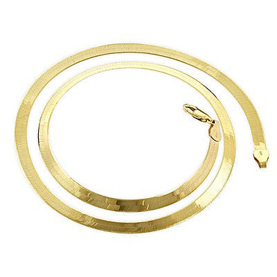 14K Solid Yellow Gold Herringbone Chain Necklace 3mm