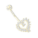 Navel Rings: 14K Diamond Heart Belly Button Ring 0.48