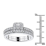 Halo Diamond Engagement Ring and Band Set 14K Gold 1ct