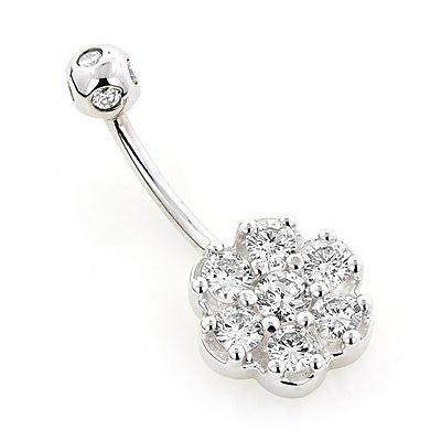 Belly Button Rings Gold Diamond Belly Ring Flower 0.79
