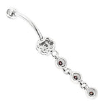 Flower Body Jewelry: White Pink Diamond Belly Button Ring 0.66ct 14K