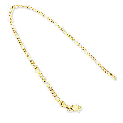 14K Yellow Gold Figaro Chain Bracelet 5.5mm 7.5-9in