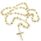 14K Yellow Gold Rosary Beads Chain Necklace 8mm 30in