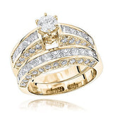 14K Gold 5.02ct Diamond Designer Engagement Ring Set