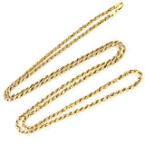 10K Gold Rope Chain 30in 3mm Yellow Rose White Gold Acc