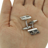 Mens Diamond and Sapphire Square Cufflinks 14K Gold