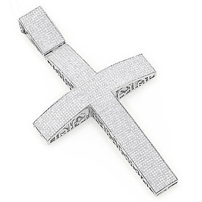 Large 6.94ct Hip Hop Jewelry Sterling Silver Diamond Cross Pendant