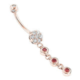Flower Body Jewelry: White Pink Diamond Belly Button Ring 0.66ct 14K