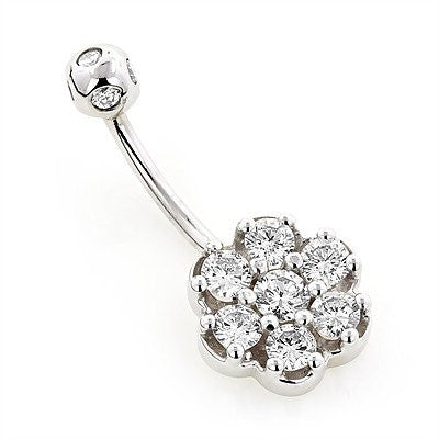Belly Button Rings Gold Diamond Belly Ring Flower 1.38