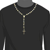 14K Gold Rosary Beads Three Tone Chain Necklace 8mm 30in