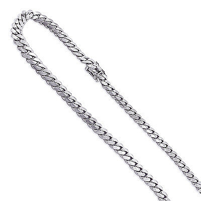 Miami White Gold Cuban Link Curb Chain 14K 8.4mm 22-40in