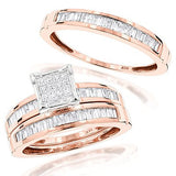 14K Gold 1.60ct Trio Diamond Engagement Ring Set