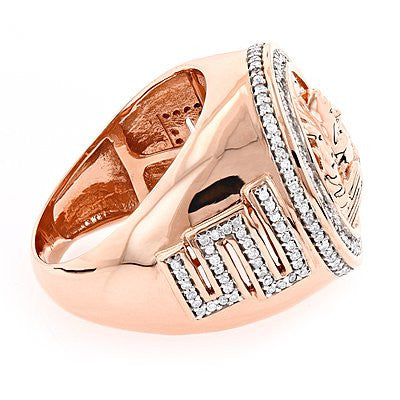 14K Gold Diamond Mens Versace Style Ring 1.88ct Medusa Iceberg