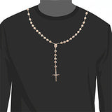 14K Solid Rose Gold Rosary Beads Necklace 8mm 30in