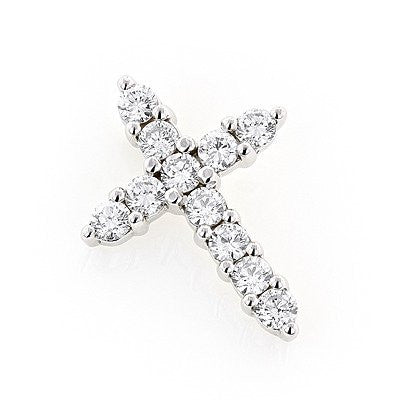 14K Gold Round Diamond Cross Pendant 1 carat