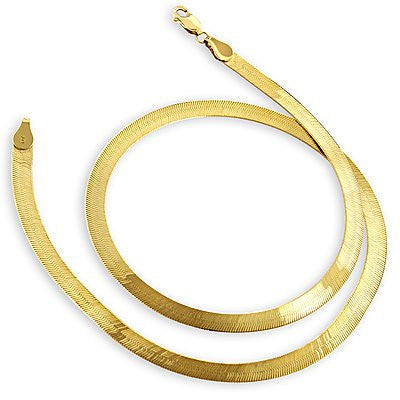 Solid 10K Yellow Gold Herringbone Chain Necklace 4.5mm 16 inches