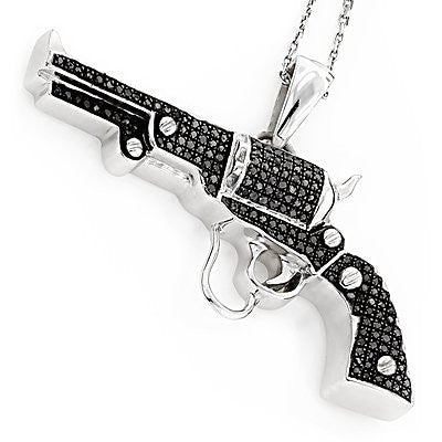 Black Diamond Jewelry: Sterling Silver Gun Pendant .9ct
