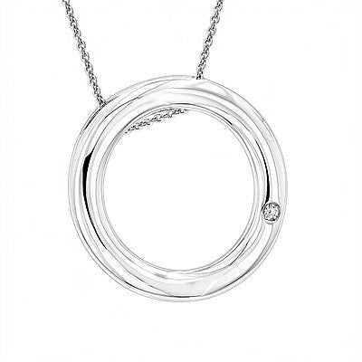 Ladies Diamond Circle Pendant in Sterling Silver Luxurman Love Quotes