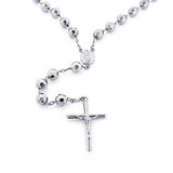 14K Solid White Gold Rosary Beads Necklace 7mm 30in Acc