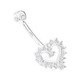 Navel Rings: 14K Diamond Heart Belly Button Ring 0.48