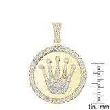 3ct DIAMOND PENDANT ROLEX STYLE GOLD CROWN MEDALLION