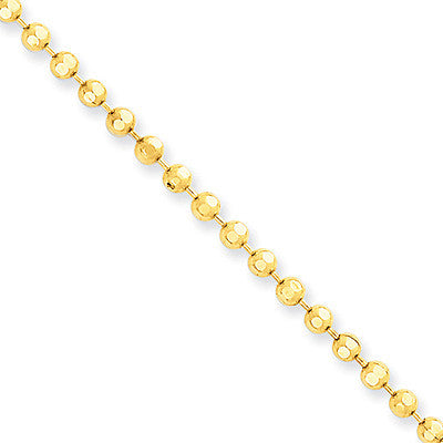 14K Yellow Gold Ball / Combat / Dog Tag Chain 3mm 22-40in Acc
