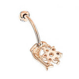 14K Gold and Diamond Body Jewelry 0.42ct Dolphin Belly Button Ring