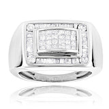 14k Gold Men's Diamond Ring Princess Baguettes 1.4ct