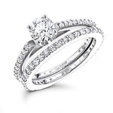 14K Gold 1.19ct Round Diamond Designer Engagement Ring Set with Band