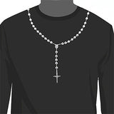 14K Solid White Gold Rosary Beads Necklace 7mm 30in Acc