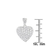 14k Gold Pave Diamond Heart Pendant 2ct