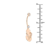 14K Pure Gold Diamond Flip Flop Belly Ring 0.33ct