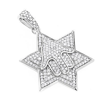 Sterling Silver Diamond Star of David Pendant 0.65ct
