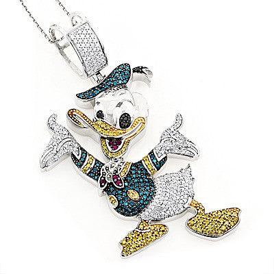 Fancy Diamond Pendants 10K Donald Duck Pendant 4.08ct