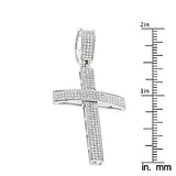 14K Gold Round Pave Diamond Cross Pendant 0.5ct