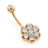 Belly Button Rings Gold Diamond Belly Ring Flower 1.38