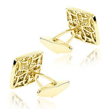 18K Gold & Round Diamond Designer Cufflinks Mens 3.77ct