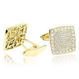 18K Gold & Round Diamond Designer Cufflinks Mens 3.77ct