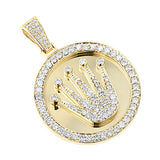 3ct DIAMOND PENDANT ROLEX STYLE GOLD CROWN MEDALLION