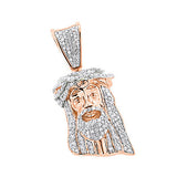 Mini Diamond Jesus Head Pendant Solid 10K Gold 1/2 carat