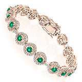 18K Gold Diamond and Emerald Bracelet 2.52 ctw 3.56 ctw