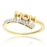 14K Gold Diamond Mom Ring 0.13ct Journey Diamond Jewelry Style 0.13ct