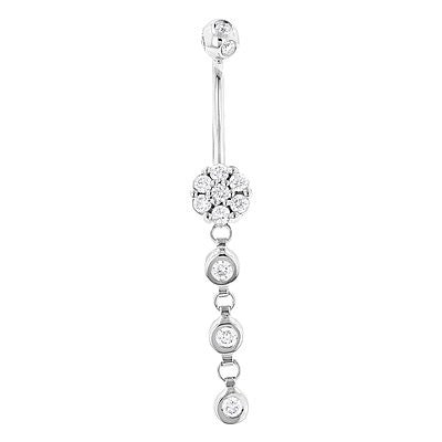 Dangling Belly Button Ring Made of 14 Karat Gold 0.66ct