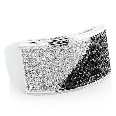 0.71ct 10K Men's White Black Diamond Ring