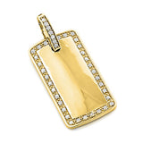 14K Gold Round Diamond Dog Tag Pendant 1.10ct