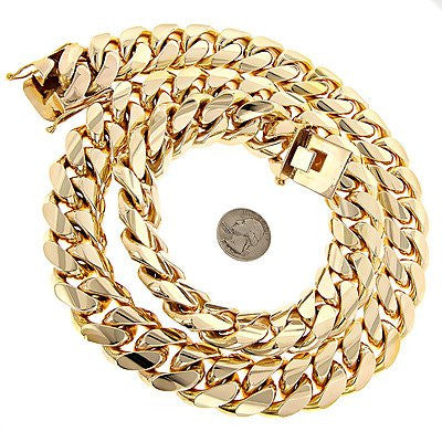14K Miami Cuban Link Chain 1.5 Kilo Solid Gold Necklace