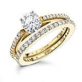 14K Gold 1.19ct Round Diamond Designer Engagement Ring Set with Band